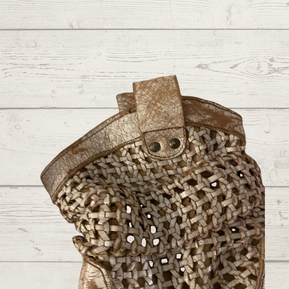 Bedstu Brown/ White Cobbler Series Slouchy Distressed Wedge Ankle Boots Leather - Picture 5 of 13